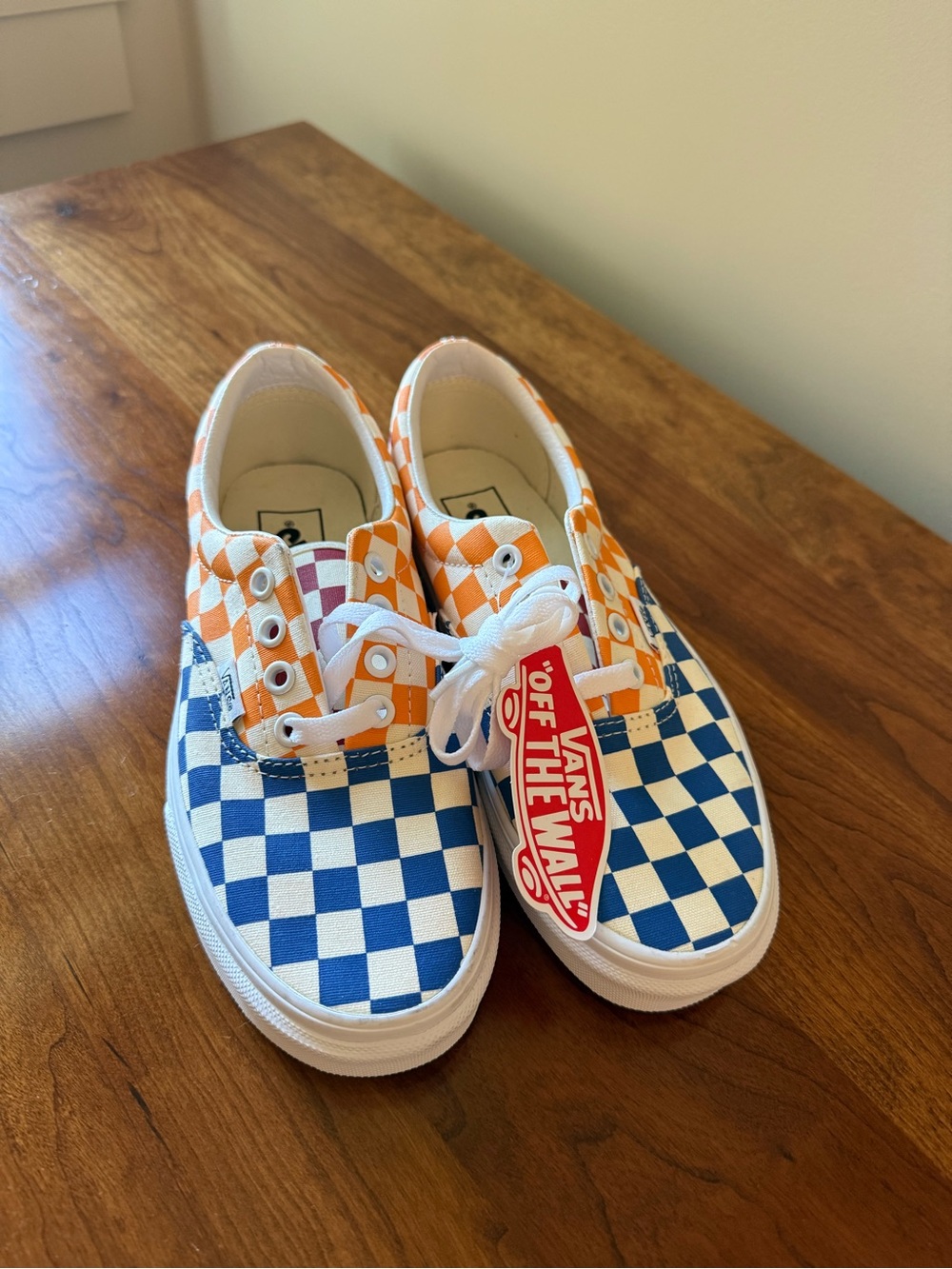 Vans Kids Checkerboard Low-Top Sneakers — Blue, Orange & White